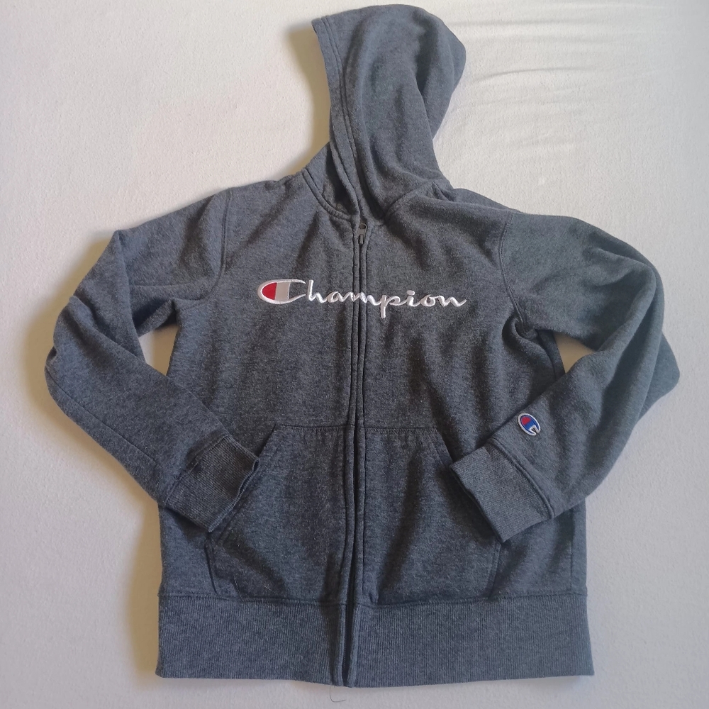 Champion Kids Sz M  Zip Up Hoodie Sweater Casual Normcore Charcoal Gray Boys